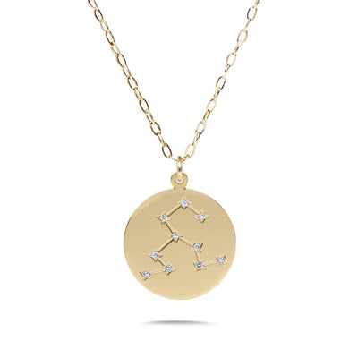 LEO - 14k Shiny Gold Plated with CZ Stones Zodiac Sign Necklace - SOLD OUT