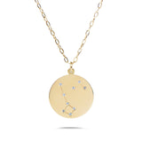 PISCES - 14k Shiny Gold Plated with CZ Stones Zodiac Sign Necklace