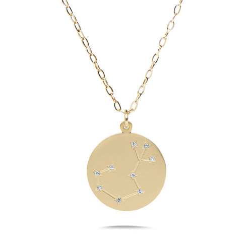 SCORPIO - 14k Shiny Gold Plated with CZ Stones Zodiac Sign Necklace