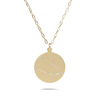 TAURUS - 14k Shiny Gold Plated with CZ Stones Zodiac Sign Necklace