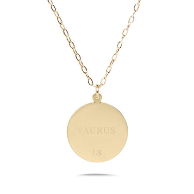 TAURUS - 14k Shiny Gold Plated with CZ Stones Zodiac Sign Necklace