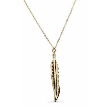 14K Shiny Gold Plated Feather Necklace
