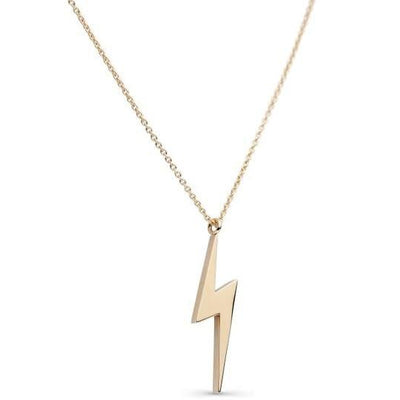 14K Shiny Gold Plated Lightening Bolt Necklace