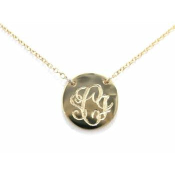 Small Monogram Script Disc Necklace