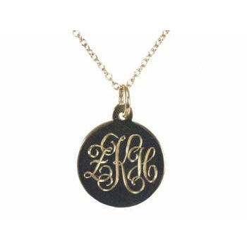 Small Monogram Script Disc Pendant