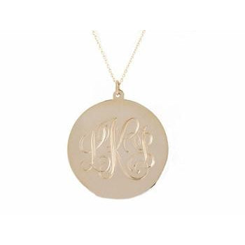 Large Monogram Script Disc Pendant