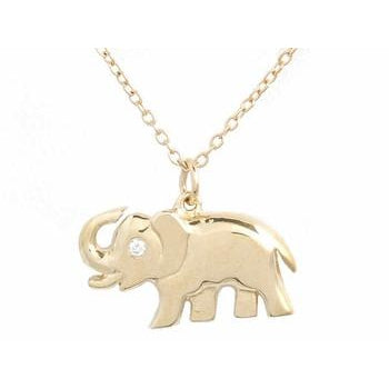 Gold Elephant Necklace with Diamond Eye
