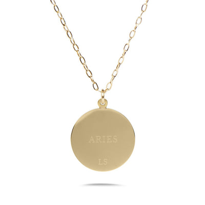 ARIES - 14k Shiny Gold Plated with CZ Stones Zodiac Sign Necklace