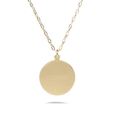 GEMINI - 14k Shiny Gold Plated with CZ Stones Zodiac Sign Necklace