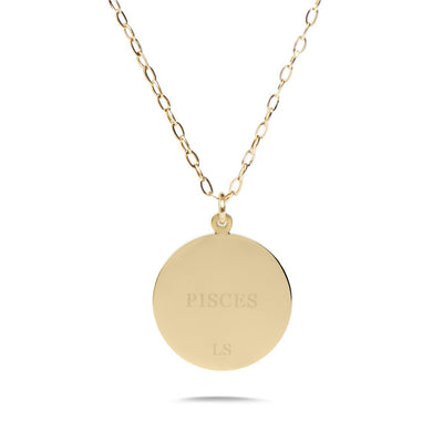 PISCES - 14k Shiny Gold Plated with CZ Stones Zodiac Sign Necklace