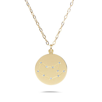 VIRGO - 14k Shiny Gold Plated with CZ Stones Zodiac Sign Necklace