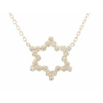 Gold and Diamond Star of David Necklace
