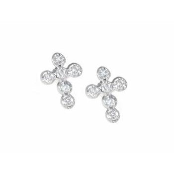 Pave Diamond Cross Stud Earrings