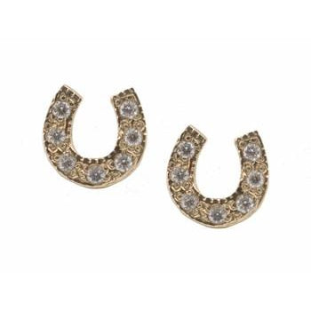 Horseshoe Stud Earrings With Pave Diamonds