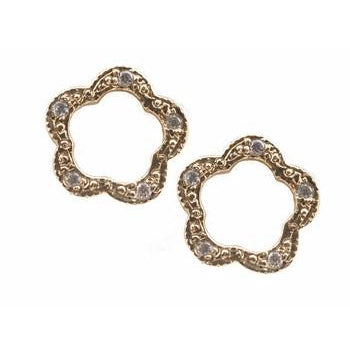 Open Flower Pave Diamond Stud Earrings