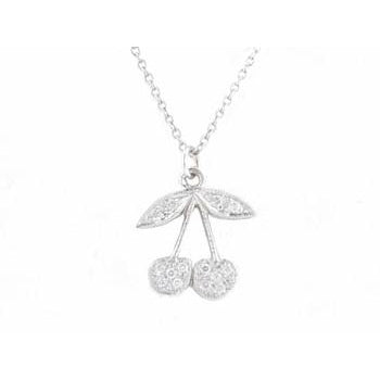 Small Pave Diamond Cherry Necklace