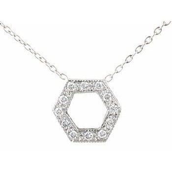 Open Pave Diamond Hexagon Necklace