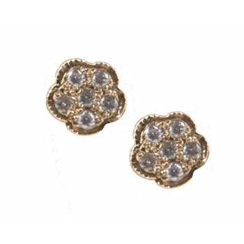 Closed Flower Pave Diamond Stud Earrings