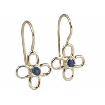 Wire Flower With Sapphire Earrings