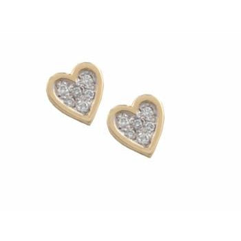 Hearts with Gold Ridge and Pave Diamond Center Earrings