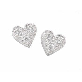 Baby Pave Diamond Heart Stud Earrings