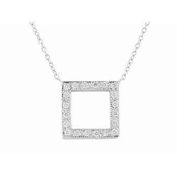 Square Pave Diamond Necklace