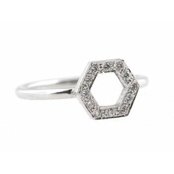 Open Hexagon Pave Diamond Ring