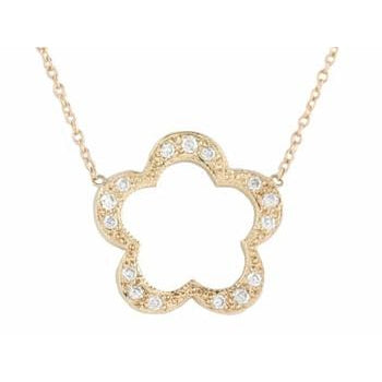 Open Pave Diamond Flower Necklace