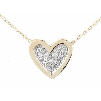 Pave Diamond Heart With Ridge Necklace