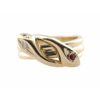 Snake with Diamond and Ruby Eyes Ring
