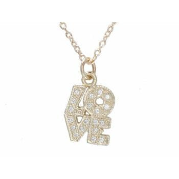 Gold and Pave Diamond LOVE Necklace – Lizzie Scheck
