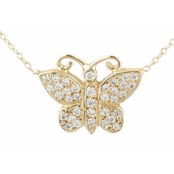 Closed Pave Diamond Butterfly Necklace