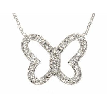 Open Pave Diamond Butterfly Necklace