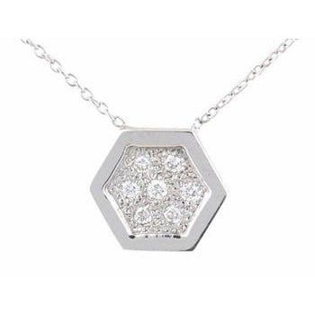 Closed Pave Diamond Hexagon Necklace