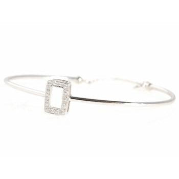 Open Pave Diamond Rectangle Bangle Bracelet